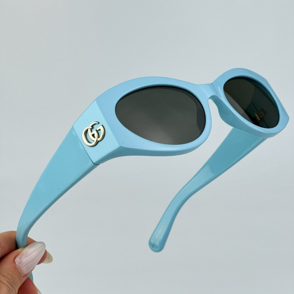 Gucci GG1401S 004 BRAND NEW Sunglasses Light Blue Grey Women Cat Eye